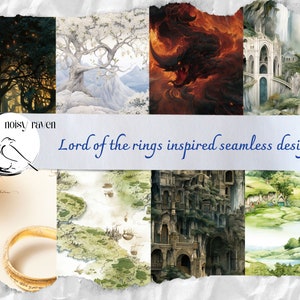 Herr der Ringe inspirierte Mustermuster - Mittelerde Fantasy für Stoff, Tapete und Kunsthandwerk - sofortiger Download