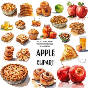 Gesunde Apfel Rezepte Clip Art - Digitale Grafiken für Kochbücher, Menüs und Food Blogger - Instant Download Delight