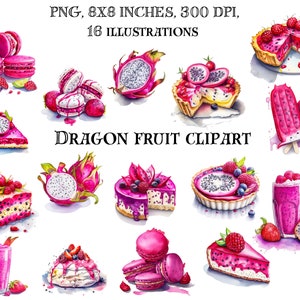 Entdecken Sie die Gulinarische Kreativität mit Lebendigen Drachenfrucht Rezept Clip Art - Exotischen Illustrationen für Küchen Dekor und Rezept Grafiken