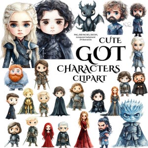 Niedliche GOT Charaktere Clip Art - kultige digitale Illustrationen von Westeros Helden & Schurken für Fans, zum Basteln und Party Dekorieren