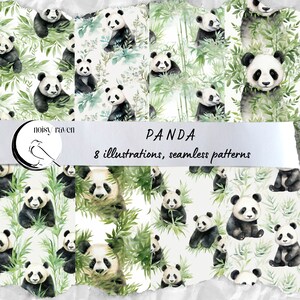 Charmante aquarel Panda naadloze patronen – schattige dierenkunst voor digitale print, op de natuur geïnspireerd ontwerp - direct downloaden
