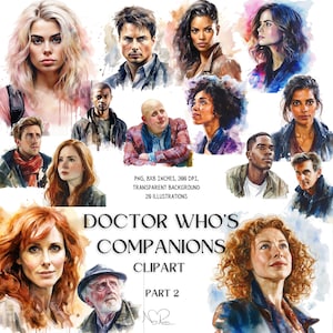 Imágenes prediseñadas de compañeros de Doctor Who, ilustración de Doctor Who, aventura de Doctor Who, amigo de Doctor Who, viaje a través del tiempo y el espacio
