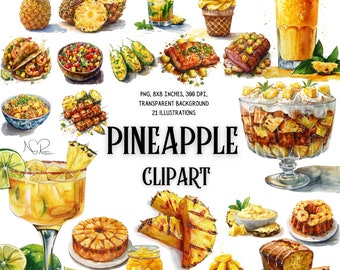 Pineapple Palate Pleasers - Sweet & Savory Recipe Clip Art Collection for Culinary Creativity - Instant Download