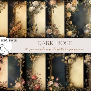 Elegancia atemporal: Papel de diario rosa oscuro envejecido - Papelería digital vintage - Artesanía elegante - Scrapbooking angustiado - Descarga instantánea