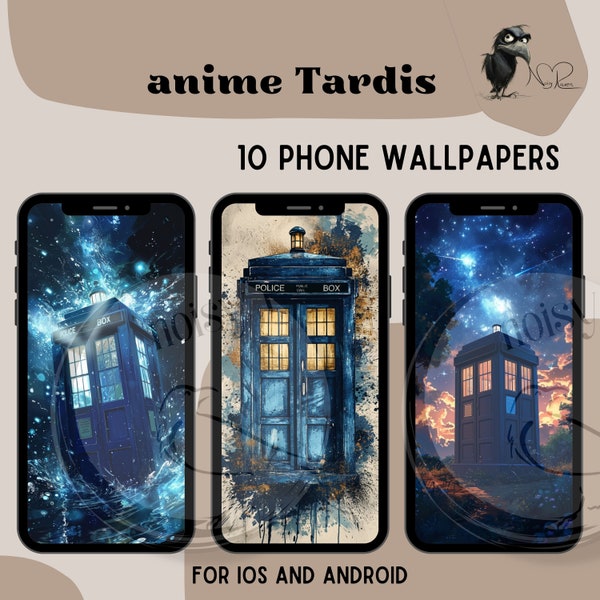 Tardis anime illustrations phone wallpapers:  Doctor Who inspired background for mobile phone, smartphone wallpaper for all Whovians