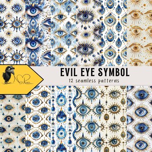 Evil Eye Symbole nahtlose Muster - skurrile Anhänger für Ihre Designs - fügen Sie Ihren kreativen Projekten einen Hauch von mystischer Verspieltheit