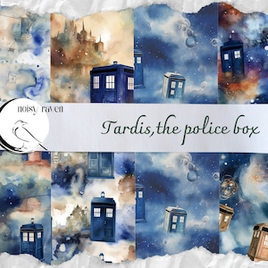 Modelli senza giunture TARDIS - Macchina per viaggiare nel tempo - Disegni stravaganti per tessuti, articoli di cancelleria e artigianato - Download istantaneo