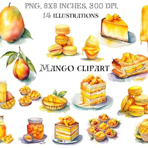 Mango Rezepte Clip Art - Tropische Gaumenfreuden Illustriert für Ihre Küche und Rezeptkreationen - Digitaler Download