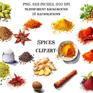 Geef uw creaties meer pit: Spices Clip Art - Aromatische illustraties voor culinaire liefhebbers, keukendecoratie en smaakvolle ontwerpen