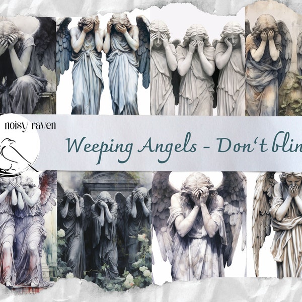 Weeping Angels from Doctor Who - Eerie and Iconic Art for Fans - Doctor Who Angelic Stone Villains - Digital Download