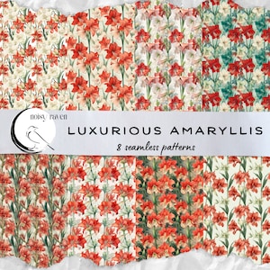 Motifs élégants sans couture d'amaryllis - Fleurs gracieuses pour une décoration chic - Ajoutez une élégance botanique à vos créations avec des pétales rouge rubis