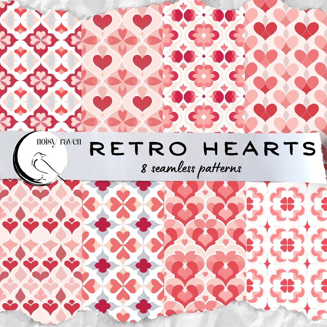 Vintage Heart Seamless Pattern - Retro Heart Designs for Fabric ...