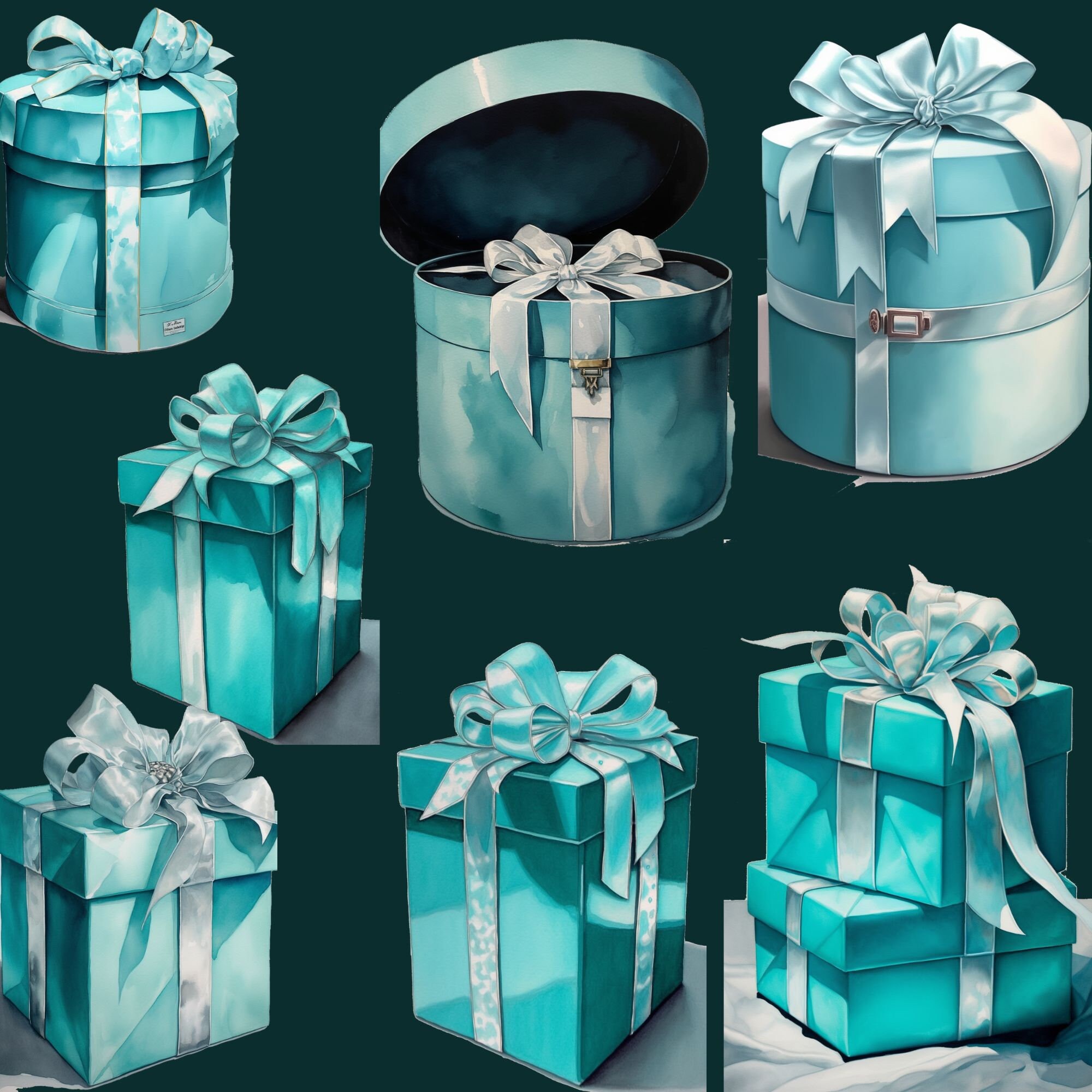 Tiffany Blue Boxes Print Clip Art Gift Boxes Illustration Etsy