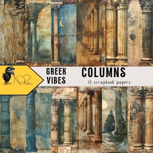 Vintage Columns Journal Paper - Greek-Inspired Stationery for Classic Writing & Art - Instant Download