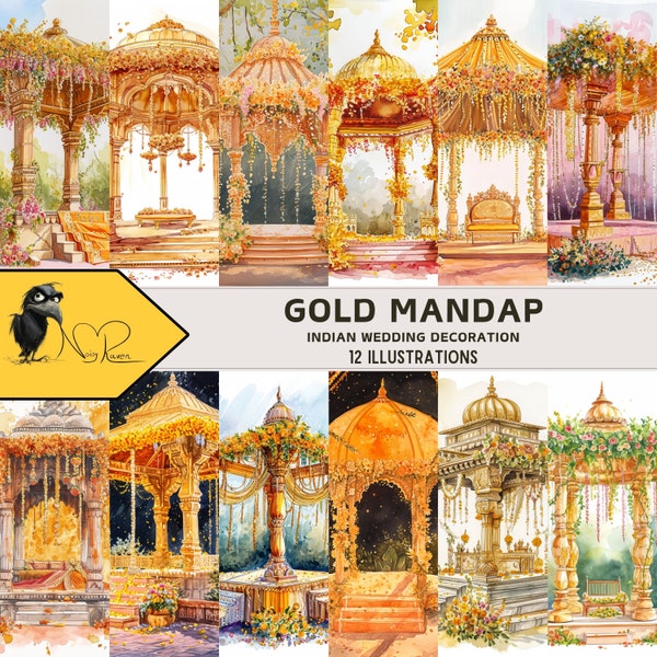 Elevate Your Celebration with Gold Mandap - Opulent Indian Wedding Decor for a Luxurious and Elegant Ceremony Setting