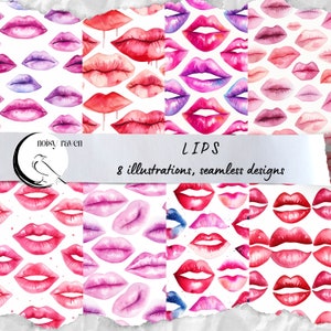Lippen Naadloze Patronen - Pruilperfectie voor uw ontwerpen - Stijlvolle en sensuele kussen om uw creatieve passie te verhogen