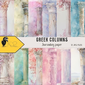 Papier pour journal de la colonne grecque : design délicat et élégant pour une écriture et une créativité inspirées - Imprimable à télécharger JPG
