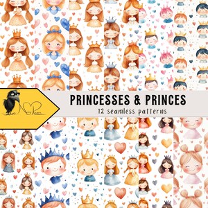 Naadloze koninklijke sprookjespatronen: betoverende prinses- en prinsontwerpen voor kinderstoffen, kinderkamerdecoratie en knutselwerkjes