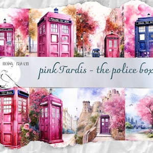 Roze TARDIS illustraties - grillige ontwerpen voor fans, ambachten en decor - Barbie Pink Whovian Artwork - Instant Download