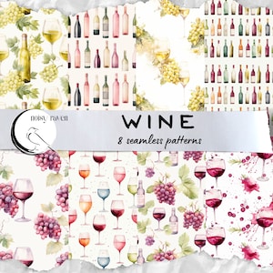 Chique wijn naadloos patroon - elegant Vino-ontwerp voor glaswerk, flessen en meer! - Perfect voor wijnmakerijdecor en proeflokaalambiance