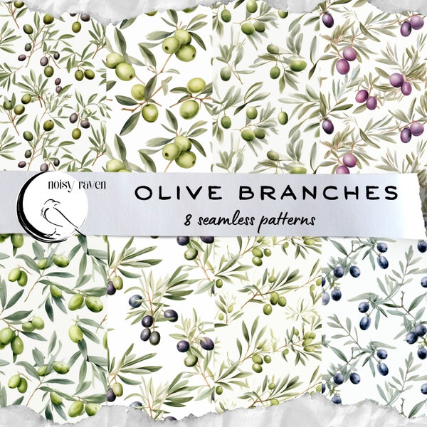 Olive Branches Seamless Patterns - Elegance from the Mediterranean Grove - Nature's Charm in Every Leafy Design