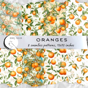 Orangen nahtlose Muster - Lebendige Zitrus-Designs für Stoff, Schreibwaren und Kunsthandwerk - Sofort Download