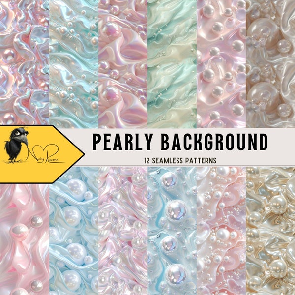 Pearly Iridescent Seamless Patterns - Pearls Backgrounds - Digital Art for Elegant Decor & Crafting - Instant Download