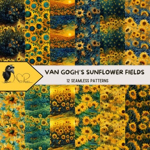 Von Van Gogh inspirierte nahtlose Muster – Lebendige künstlerische Felder für Naturliebhaber und Blumenliebhaber – Sunflower Symphony