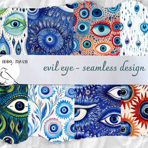 Evil Eye Verspielte Nahtlose Muster - Wunderlicher Charme für Ihre Designs - Fügen Sie Ihren kreativen Projekten einen Hauch von mystischer Verspieltheit hinzu