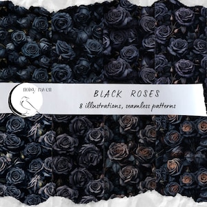 黒いバラのシームレスなパターン - あなたのデザインのためのスタイリッシュな黒の花 - ダークな花の優雅さの魅力に浸ってください