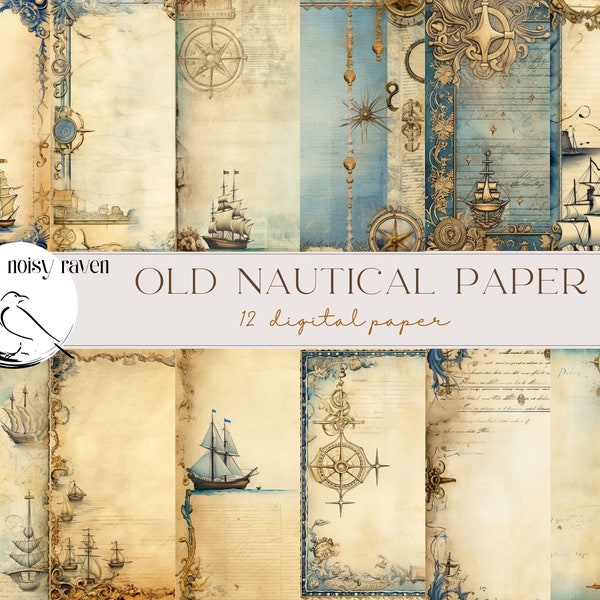 Segeln Sie in die Geschichte: Gealtertes nautisches Journaling-Papier - Vintage-Kunstwerk für Seefahrergeschichten, maritime Journale und antike Designs