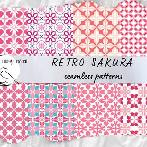 Retro Sakura naadloos patroon - Vintage kersenbloesem ontwerp voor stof, briefpapier en ambachten - direct downloaden