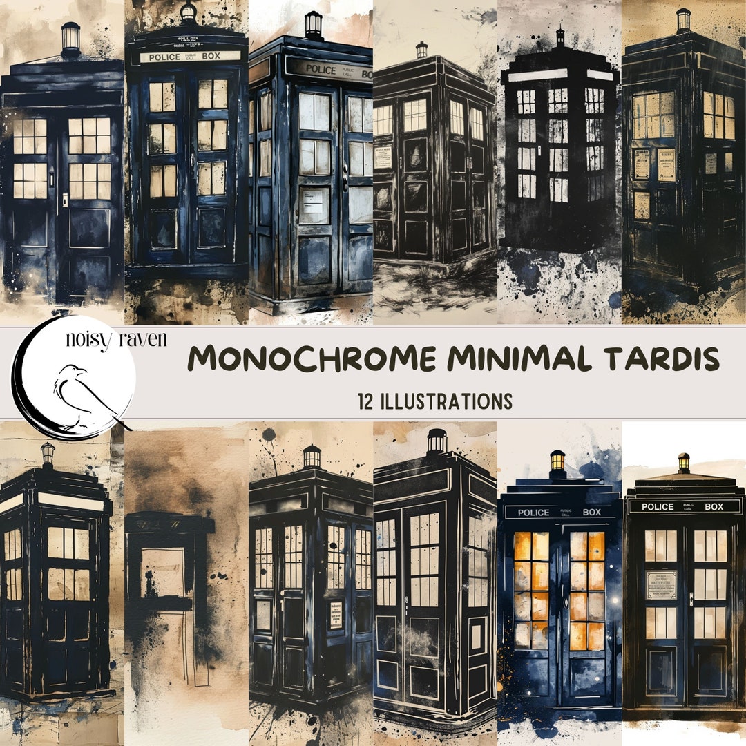 Monochrome Minimal Tardis Illustrations - Timeless Sci-fi Art for Clean ...