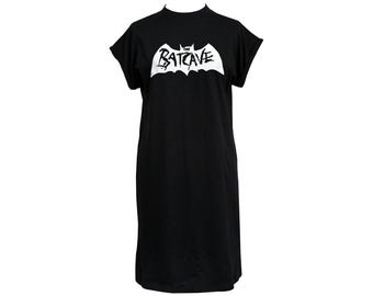 The Batcave T-Shirt Dress – Women’s Gothic Punk Logo Dress