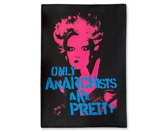 Only Anarchists Are Pretty Punk-patch - roze en blauw scherm gedrukte DIY punkrock-patch