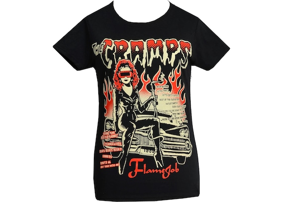 Camiseta The Cramps Flamejob – Camiseta Punk Psychobilly Preta