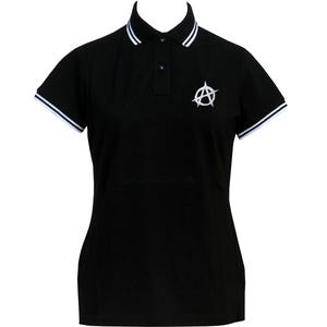 Skull & Crossbones Women's Black Polo Shirt | Punk Embroidered