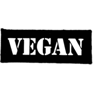 Vegansk svart bomullslapp | Påsydd punkjackalapp