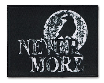 Nevermore Raven Patch - Gothic Edgar Allan Poe Patch - Moon and Crow Sew-On Patch