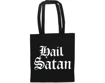 Hail Satan Tote Bag Gothic Black Metal Occult Shopper Bag