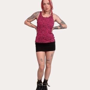 Pink Leopard Print Tank Top – Y2K Punk Rockabilly Fashion, Made in UK image 3