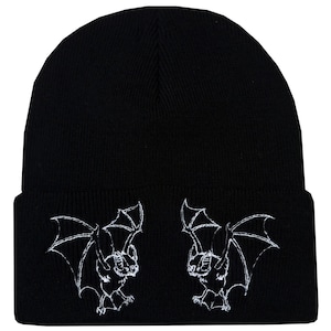 Vampire Bats Beanie Hat Embroidered Vampire Alternative Goth Halloween