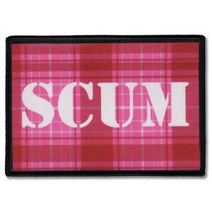 SCUM Patch – Pink Tartan Punk Badge, Anarcho Seditionaries Style