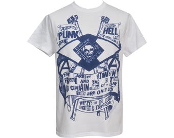 Punk Hell Blue Männer weißes T-Shirt | Seditionarys Anarchist Punk Gang T-Shirt