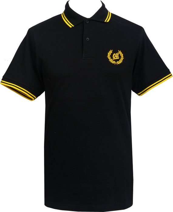 black yellow polo shirt