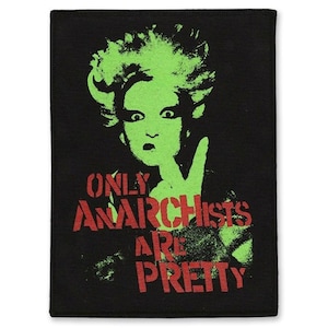 Endast anarkister är vackra punk-tygmärke - grönt och rött screentryckt anarki punkrock DIY-tygmärke