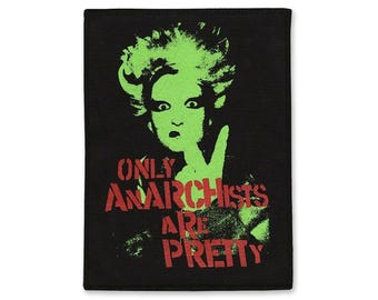 Only Anarchists Are Pretty Punk-patch: groene en rode zeefdruk anarchistische punkrock DIY-patch