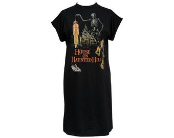 House on Haunted Hill T-Shirt Dress | Classic Horror Gothic Women’s Oversized Tee Dress