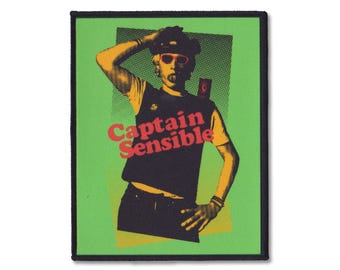 Toppa verde Captain Sensible - Toppa da cucire Punk Rock - Toppa fai da te per gilet - Toppa retrò per giacca punk - Toppa per abbigliamento punk anarchico