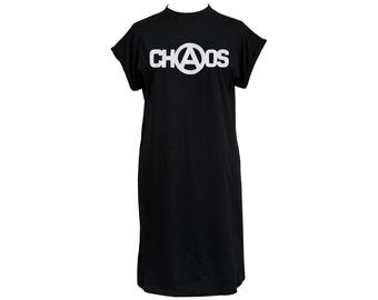 Chaos T-Shirt Dress Women’s Punk Anarchy Oversized Black Dress